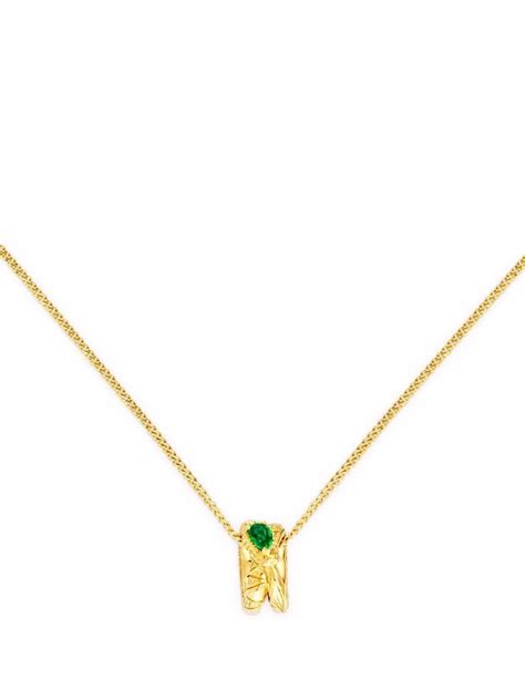 Gucci Ouroboros Yellow Gold Necklace with Emerald